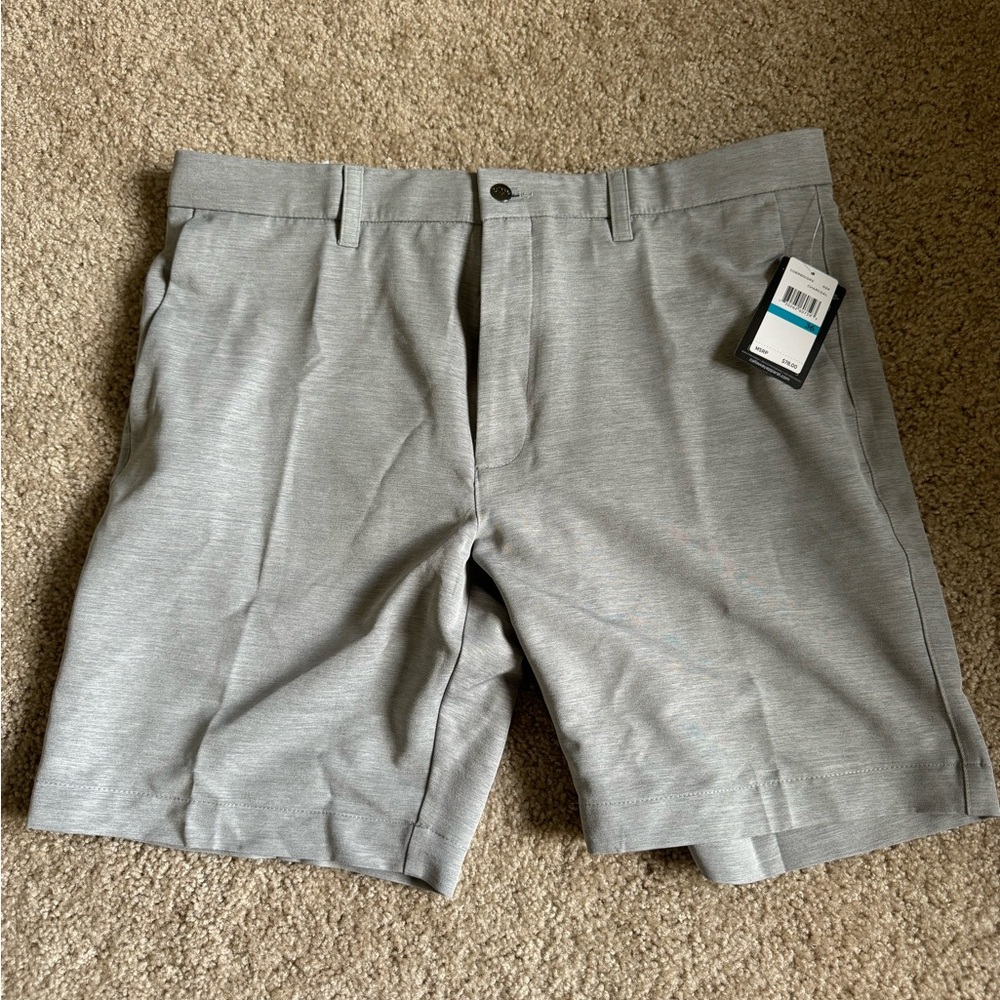 Callaway Golf Mens Charcoal Micro Striped Flat Front Walking Shorts $80 36 NEW